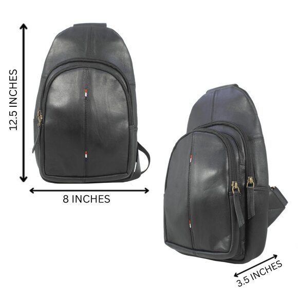 Travel Genuine Leather Crossbody Bag Backpack Sling Shoulder Bag - Picture 3 of 11